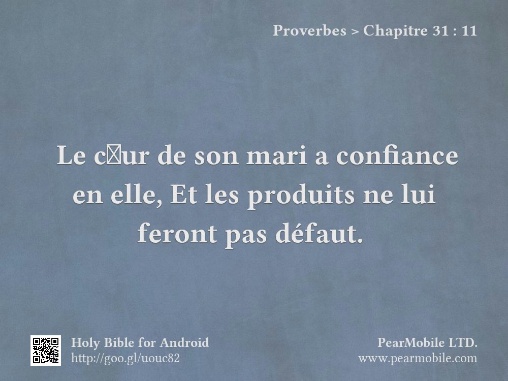 Proverbes, Chapitre 31:11